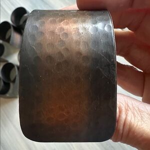 8 Pier One Burnished Copper Hammered Metal Napkin Rings